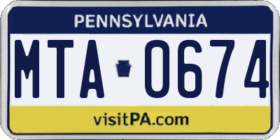 PA license plate MTA0674
