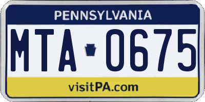 PA license plate MTA0675