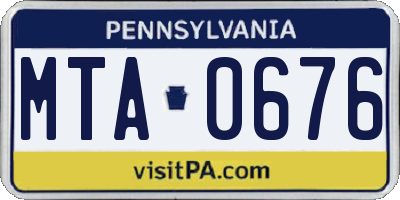 PA license plate MTA0676