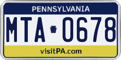 PA license plate MTA0678