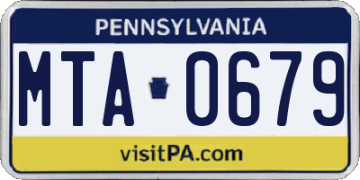 PA license plate MTA0679