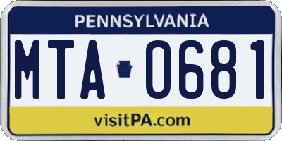 PA license plate MTA0681