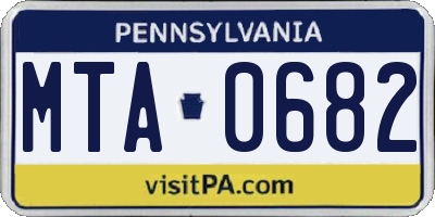 PA license plate MTA0682