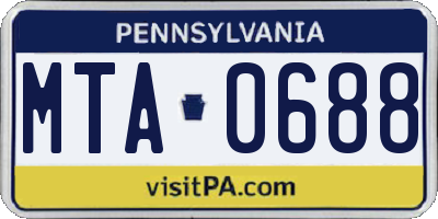 PA license plate MTA0688
