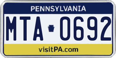 PA license plate MTA0692