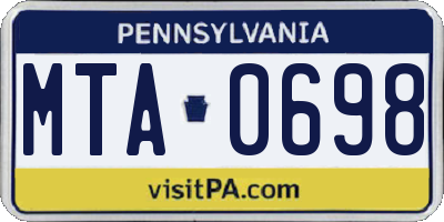 PA license plate MTA0698