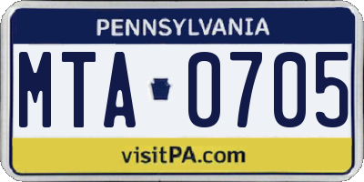 PA license plate MTA0705