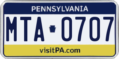 PA license plate MTA0707