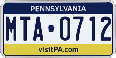 PA license plate MTA0712