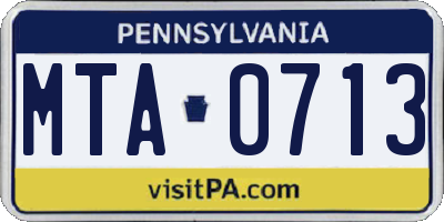 PA license plate MTA0713