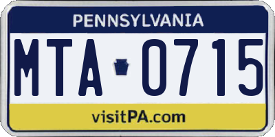 PA license plate MTA0715