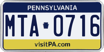 PA license plate MTA0716