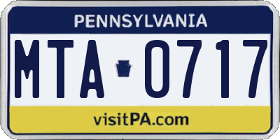 PA license plate MTA0717