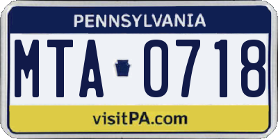 PA license plate MTA0718