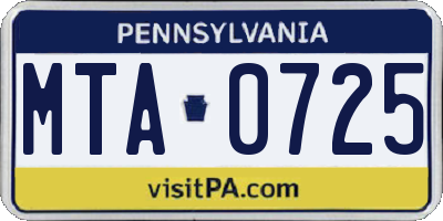 PA license plate MTA0725