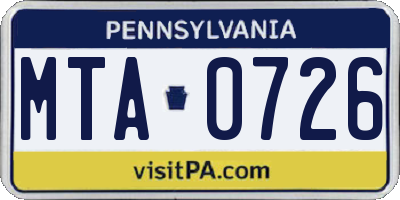PA license plate MTA0726