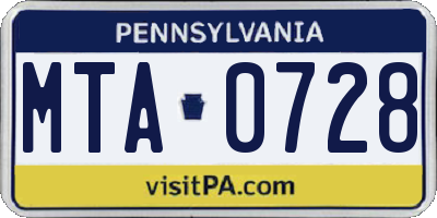 PA license plate MTA0728