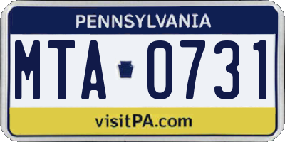 PA license plate MTA0731