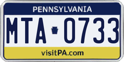 PA license plate MTA0733