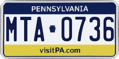 PA license plate MTA0736
