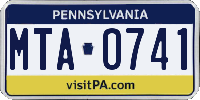 PA license plate MTA0741