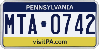 PA license plate MTA0742