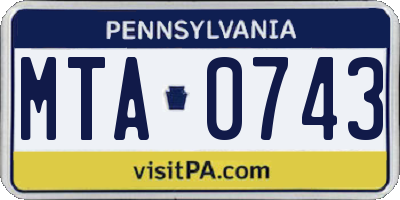 PA license plate MTA0743