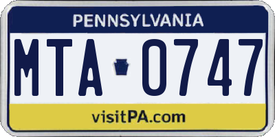 PA license plate MTA0747