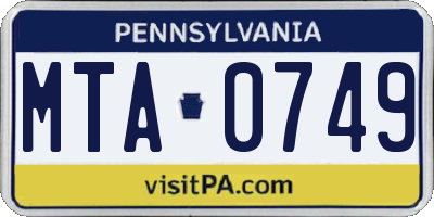 PA license plate MTA0749