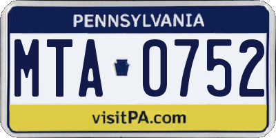 PA license plate MTA0752