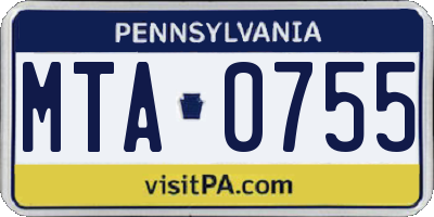 PA license plate MTA0755