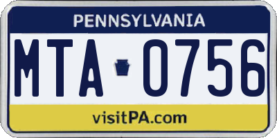PA license plate MTA0756