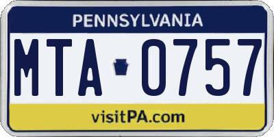 PA license plate MTA0757