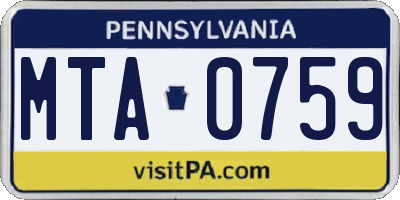 PA license plate MTA0759