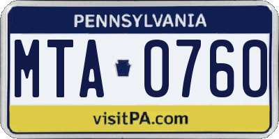 PA license plate MTA0760