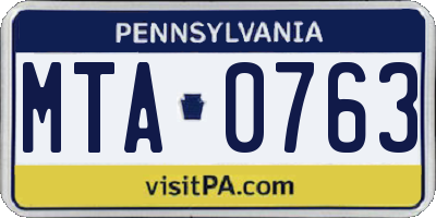 PA license plate MTA0763