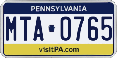 PA license plate MTA0765