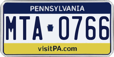 PA license plate MTA0766
