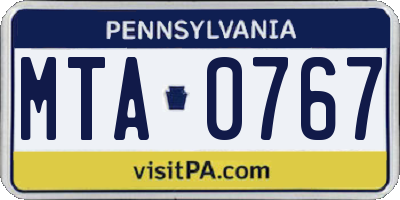 PA license plate MTA0767