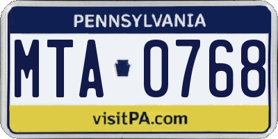 PA license plate MTA0768