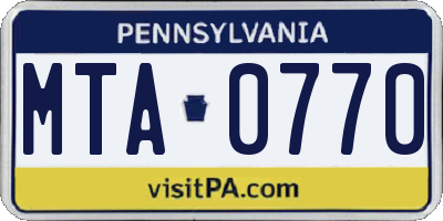 PA license plate MTA0770