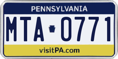 PA license plate MTA0771
