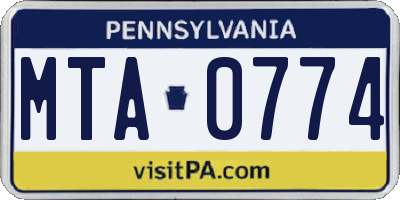 PA license plate MTA0774
