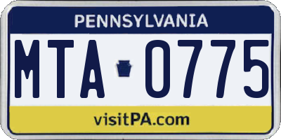 PA license plate MTA0775
