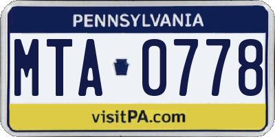 PA license plate MTA0778