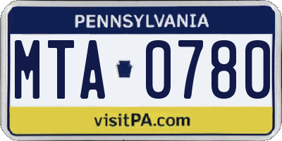 PA license plate MTA0780