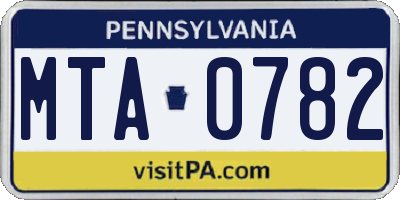 PA license plate MTA0782