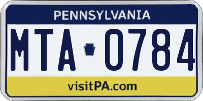 PA license plate MTA0784