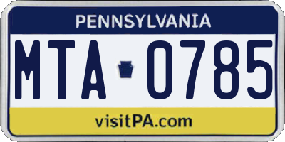 PA license plate MTA0785