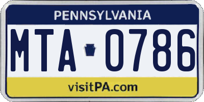 PA license plate MTA0786